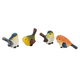 Pyhodi 4 Cute Bird Garden Statues, 4 Colourful Different Small Chubby Birds, Resin Garden Statues, Animals, Outdoor Lawn Decorations, Great Housewarming Gifts