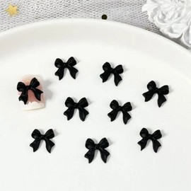[SS62] Gel Ribbon Parts Black White Nail Material 10 Pieces Black SHORT / [에스에스62]젤 리본 파츠 블랙 화이트 네일재료 10개입 블랙SHORT