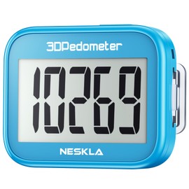 NESKLA 3D Pedometer for Walking, Simple Step Counter with Large Digital Display, Step Tracker with Removable Clip Lanyard, Accurately Track Steps for Men Women Kids Adults Seniors