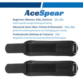 AceSpear Ankle Weights Sets for Men Women Kids 1lb 2lb 3lb 4lb 5lb Leg Weights Arm Wrist Weights Gym for Foot Exercise Training Workout Walking Jogging Yoga (Black, 2 lbs x 2)