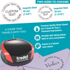 Custom Self-Inking Round Pocket Stamp - Black Case - 1-3/16" (30mm) - Portable Stamp for Business, Office and More