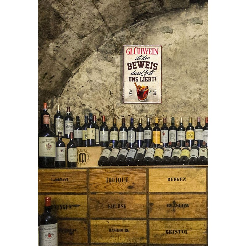 schilderkreis24 Tin Sign Funny Wine Saying "Glühwein" 20 x 30