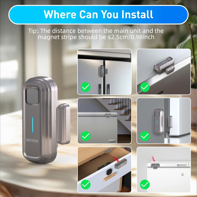 Daytech Refrigerator & Freezer Door Alarm - Adjustable 1-4 Minute