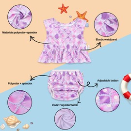 ALVABABY Baby Reusable Swim Diaper with Matching Top,1-3T Months Toddler Baby Girl Swimsuit with One Superior Waterproof Wet Dry Bags,Sleeveless Tankini Swimwear ZSWT01TA-LW