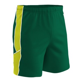 Champro Men's Standard Header Lightweight Adult Soccer Shorts, Forest Green, Optic Yellow, White, Medium