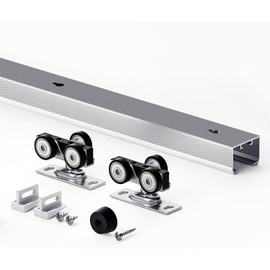 EaseLife 4.6FT/55in Sliding Pocket Door Hardware Kit,Commercial Grade,Aluminum Box Rail Kit,Slide Smoothly Quietly,Easy Install,No Door (51.5in Track for 23"~28" Wide Single Door)