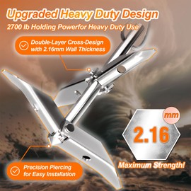 Pugala 2700 lb Holding Capacity 6 Pack Heavy Duty Ground Anchors with Adjustable Clamps - 30'' Double-Layer Cross-Design Earth Anchors for Sheds, Greenhouses, Tents