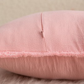 Mandioo Set of 4 Neutral Cotton Cushion Covers, 45 x 45 cm, Autumn Tassels, Decorative Cushion Covers, Boho Sofa Cushion, Decorative Cushion Cover for Couch, Sofa, Bedroom, Living Room, Pink