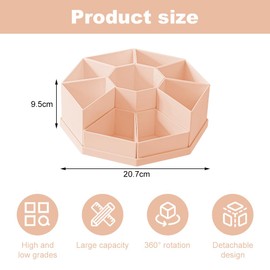 Lvjkes Rotating Pen Holder, 9 Compartments, Large Capacity Desk Organiser, 360° Rotatable Upgrade, Removable, Can Hold Pencils, Crayons, Various Stationery (Pink)