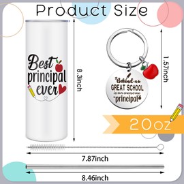Tioncy Principal Appreciation Gifts for Women Men, 20oz Tumbler with Lid and Straw Stainless Steel Keychain Gifts for Principal Day, Graduations, Birthday, Retirement