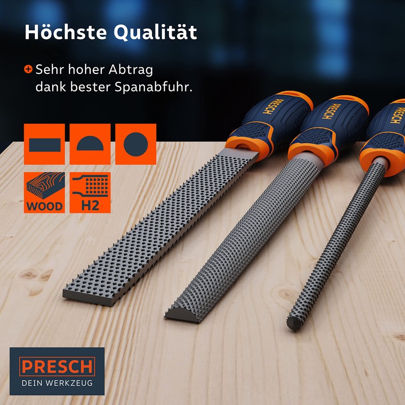 PRESCH Wood Rasp Set 3 Pieces – High Quality Wooden