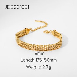 Bracelet for Women Gold Stainless Steel Stacking Bracelets, Rope Cuban Figaro Link Charm Bracelet Adjustable Bracelet Stack Versatile Style Metal Bracelet Set for Women(Gold) (18K 8)