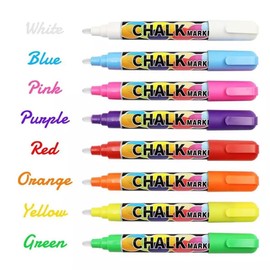 Edenshow Chalk Markers for Cars Glass Washable, 8 Pack Liquid Chalk Marker Pens Chalkboard Markers,Window Paint Washable Markers for Car Windows, Blackboards, Poster, Bistro, Business