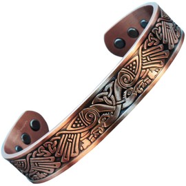 Pure Copper Magnetic Bracelet Men Women Copper Bangle 6 Magnets Unisex Adjustable- Celtic Swans Bracelet-SW (M: Wrist 16.5-19.5cm/6.5-7.6")