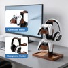 Hooshion Wood Controller Holder, Headphone Stand, Multiple Controller Storage Dispay,