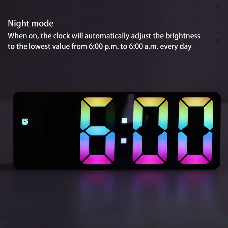 Colorful LED Digital Alarm Clock Large LED Screen Electronic Alarm