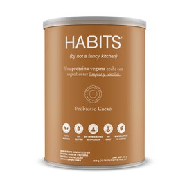 HABITS BY NOT A FANCY KITCHEN | Proteína Vegetal en Polvo | Sabor Cacao 488 g | 22.3 g de Proteína Por Porción | Sin Azúcares Añadidos, Fuente de BCAAs, No GMO - 16 Porciones