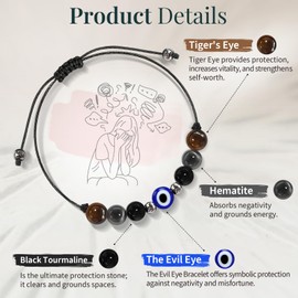 ZOKCC Crystal Healing Bracelets Gifts for Women: Spiritual Natural Stone Triple Threat Bracelets Christmas Birthday Graduation Gifts for Friends Sister Bestie Mom Daughter