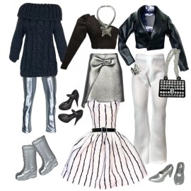 Eledoll Clothes BLACK WHITE SILVER Fashion Pack For 12” Doll ARGENTINA set