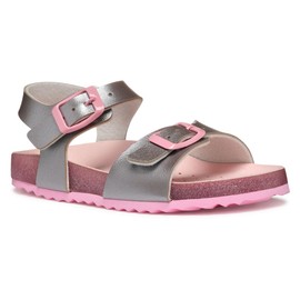 Geox Girls' J Adriel Girl I Sandal, Silver pink, 36 EU