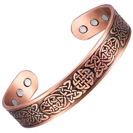 Vicmag Copper Bracelet for Men Ultra Strength Magnetic 99.99% Solid Pure Copper Cuff Bangles Adjustable Size with Gift Box (Copper Celtic Knot 1)