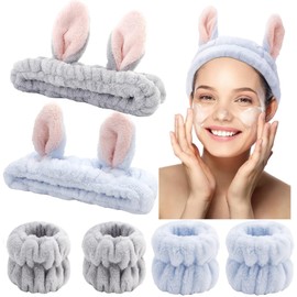 Diadema Skincare para Mujer 6pk, Bandas para El Cabello, MuñEqueras Skincare, Aro de Esponja Suave y CóModo, para Cuidado de La Piel, Desmaquillaje, Ducha, Spa (Azul, 6PK)