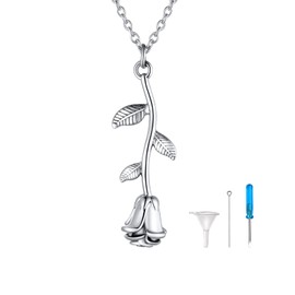 U7 Rose Flower Pendant Ash Necklace For Women Girls Stainless Steel Silver Containers For Ashes Necklaces Mum
