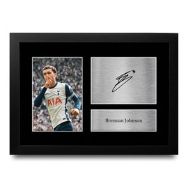 HWC Trading Brennan Johnson Tottenham Hotspur Gifts Printed Signed Autograph Picture for Football Fans and Supporters - A4 Framed