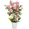 Hollyone Artificial Plants & Flowers in Vase Pink Roses Faux