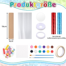 Sinmoe Kaleidoscope Craft Set for Children's Birthday Parties with 12 DIY Kaleidoscopes 4 Sets 12 Colours 3 ml Acrylic Paints 12 Sets Brushes Kaleidoscope Party Bags for Girls Boys School Nursery