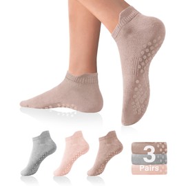 DIBAOLONG Pilates Socks with Grips for Women Yoga Socks Non Slip for Hospital, Barre, Pregnancy Grippy Socks 3 Pairs