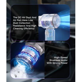 Irosiy Powerful Cordless Car Vacuum Cleaner - 15000PA Strong Suction, Portable Handheld Auto Vacuum with HEPA Filter, 6000mAh Battery, 3 Speeds for Home and Vehicle Cleaning (Grey)