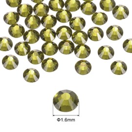 sourcing map 1440 Pcs Hotfix Rhinestones Flatback Crystal Glass Gems for Crafts Clothes DIY Decoration(SS4 1.6mm, Olive Green)