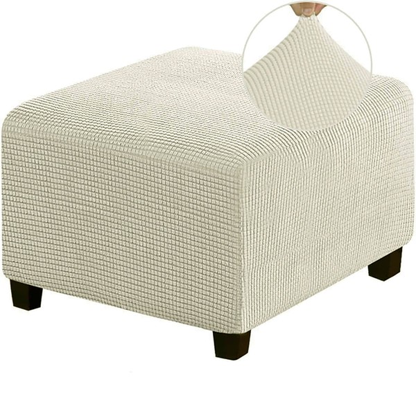Uavchy Square Footstool Cover, Stretch Ottoman Cover Washable Super Soft