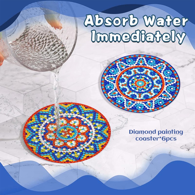 6 Pcs Diamond Painting Coasters Drink Coasters, DIY Diamond Art