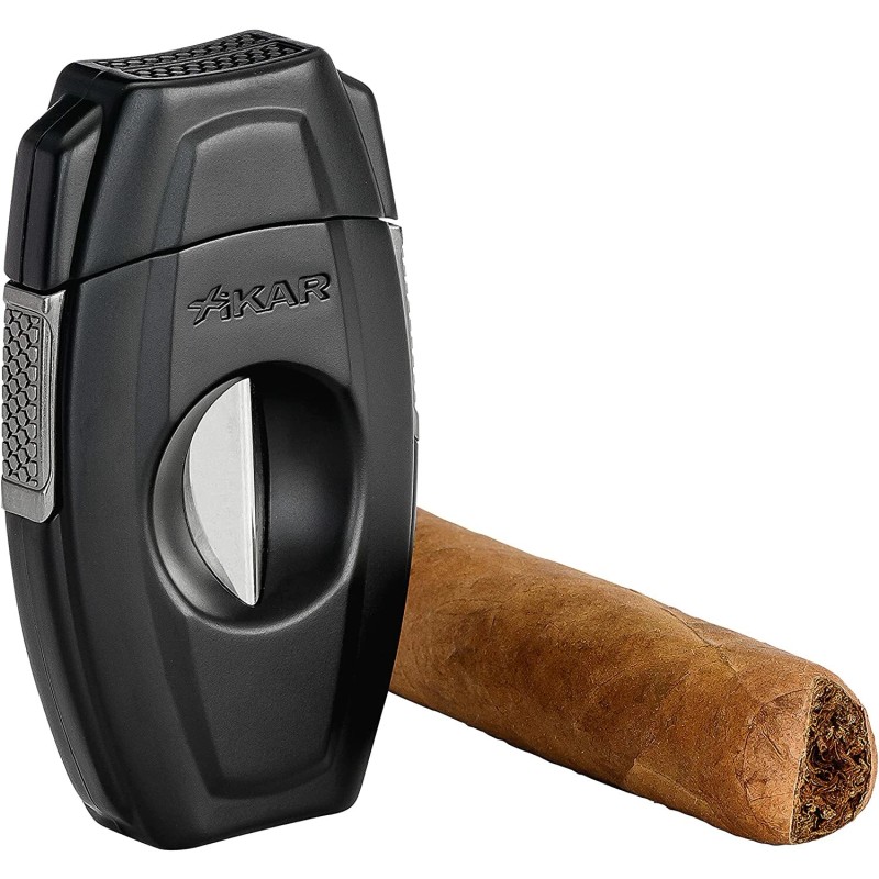 Xikar VX2 V-Cut Cigar Cutter, Spring-Loaded, Black, Lifetime Warranty