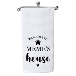 Meme Gift Grandma Kitchen Towel Welcome to Meme’s House Meme Tea Towel Grandma Housewarming Gift (Welcome to Meme's House CA)