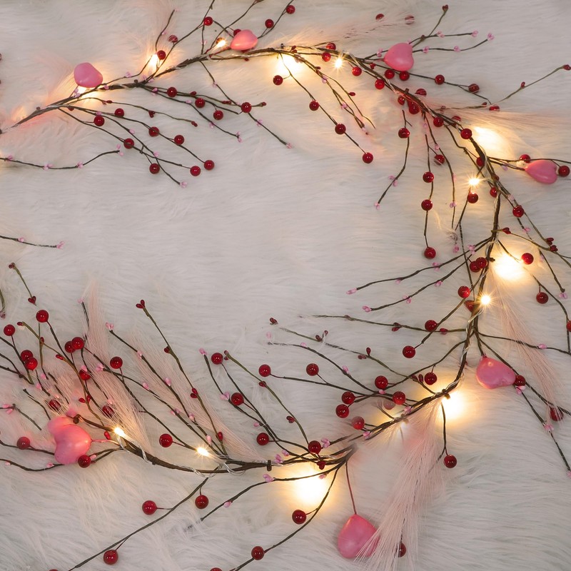 DR.DUDU Valentines Garland, 6 FT Lighted Garlands for Mantle with