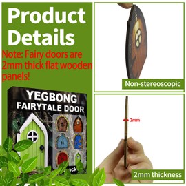 Suitedget Pack of 6 Garden Fairy Door, Gnome Door, 2 mm Thick, Miniature Elf Door, Gnome Door, Fairy Door, Decoration, Fairy Tiny House Door, Children, Mini Gift, Miniature Fairy Garden Decoration,