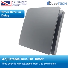 CubeTECH CTEF100t 100mm (4") Quiet Bathroom Extractor Fan with Timer Overrun Delay. Black Smooth.