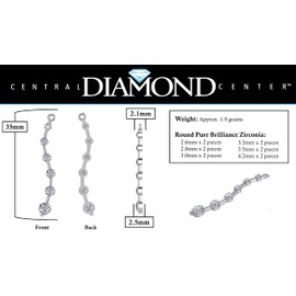 Central Diamond Center Earring Jacket in Sterling Silver made with Pure Brilliance Zirconia - Platinum Plated