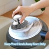 2Pack Stainless Steel Wool Scrubber with Handle, Scrubbing Scouring Brush