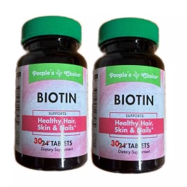 Natures Measure / Peoples Choice Lot Of 2 Biotin For Hair Skin & Nails Aids In Metabolism 30 Tablets Each