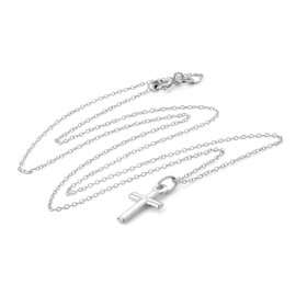 jewellerybox Simple Sterling Silver Cross Pendant on 18 Inch Trace Chain