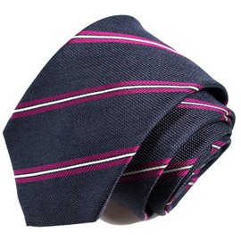 Michi Ki-007-A Italian Fabric, Japanese Sewing, Fabric in Itary Necktie, Brand KOSHINO Striped Pattern, 100% Silk, Present, Gift, Unisex, Unisex, Navy, navy