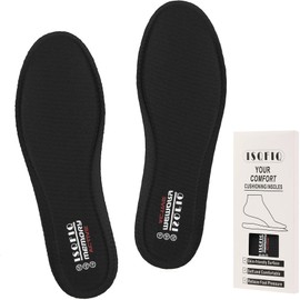 ISQFIQ Memory Foam Inner Soles, Cushioned Replacement Shoe Insoles for Men Women, Soft Inserts for Walking Boots, Trainers, Wellie(Black, UK 12)