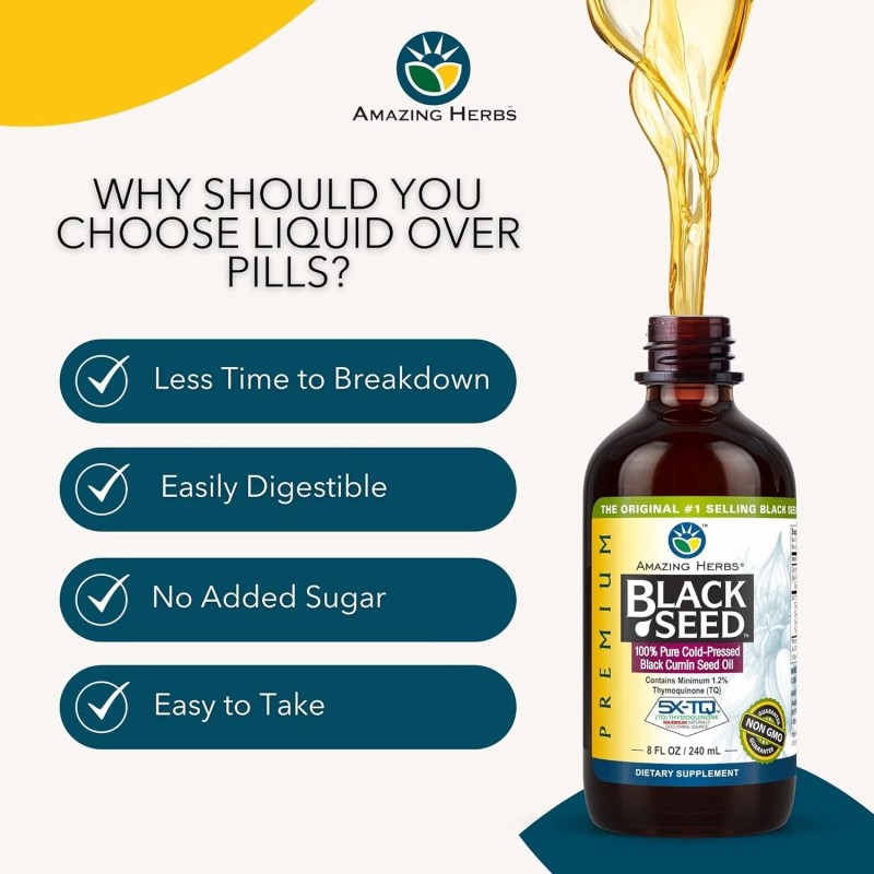 Amazing Herbs Premium Black Seed Oil - Cold Pressed Nigella