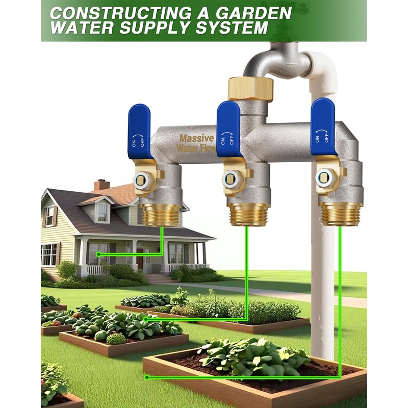 3 Way Hose Splitter Heavy Duty, Garden Hose Splitter with
