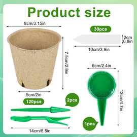 120 Pack Peat Pots Plant Starters for Seedling Seed Starter Kits with 30 Labels Seed Starter Pots 3.15 Inch Planting Peat Pots for Flower Fruit Vegetable Seed Germination