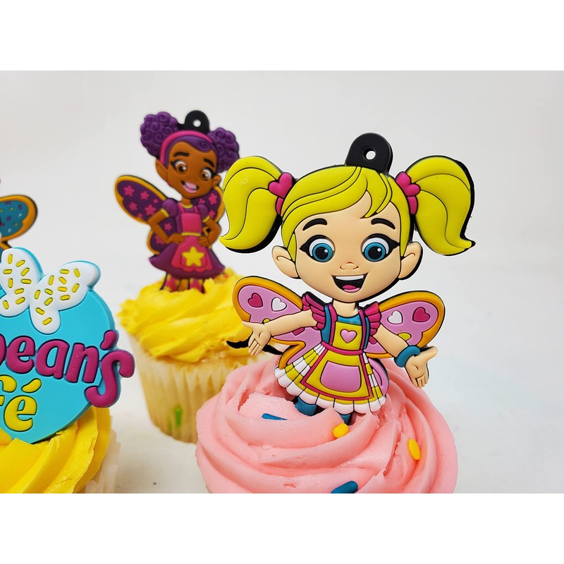 Butterbean's Cafe Cupcake Topper Set Featuring Butterbean, Dazzle, Poppy, Cricket